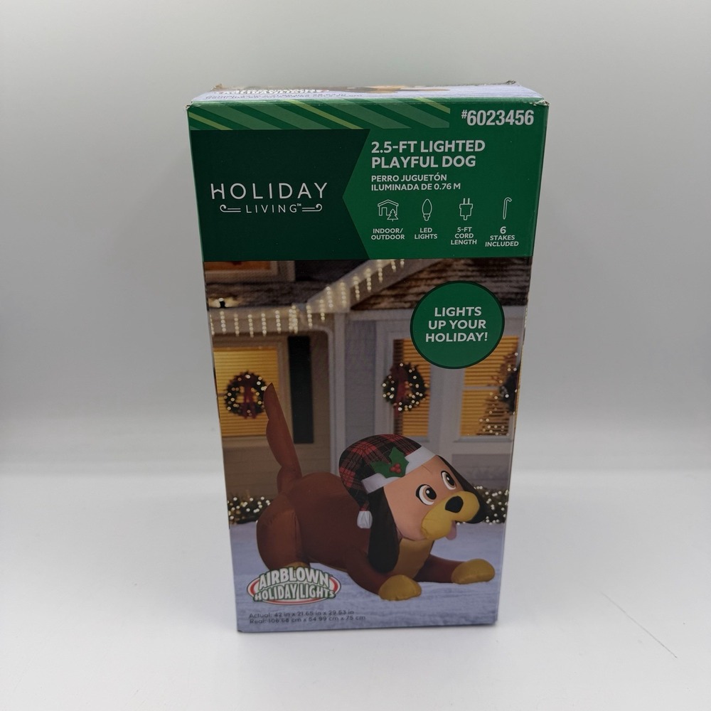 Holiday Living 2.5' Playful Dog Air blown Inflatable Lighted LED Christmas Decor